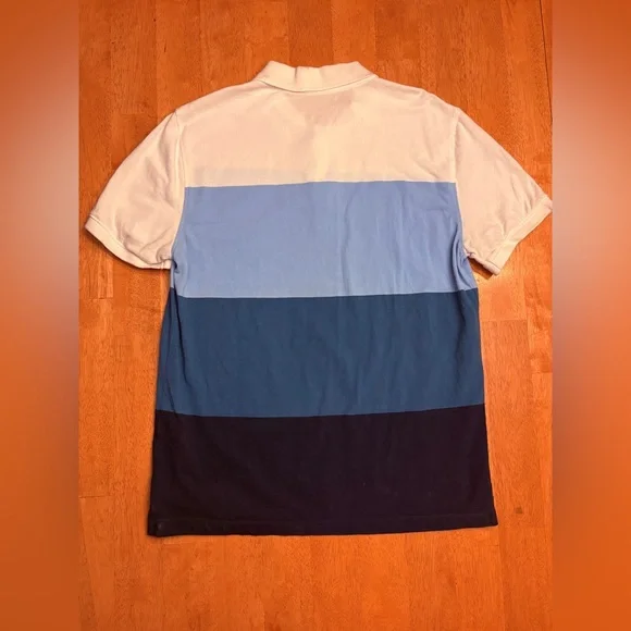 Banana Republic Men’s Polo - White & Light Blue & Navy Colorblock - Picture 3 of 5